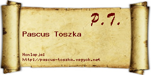 Pascus Toszka névjegykártya